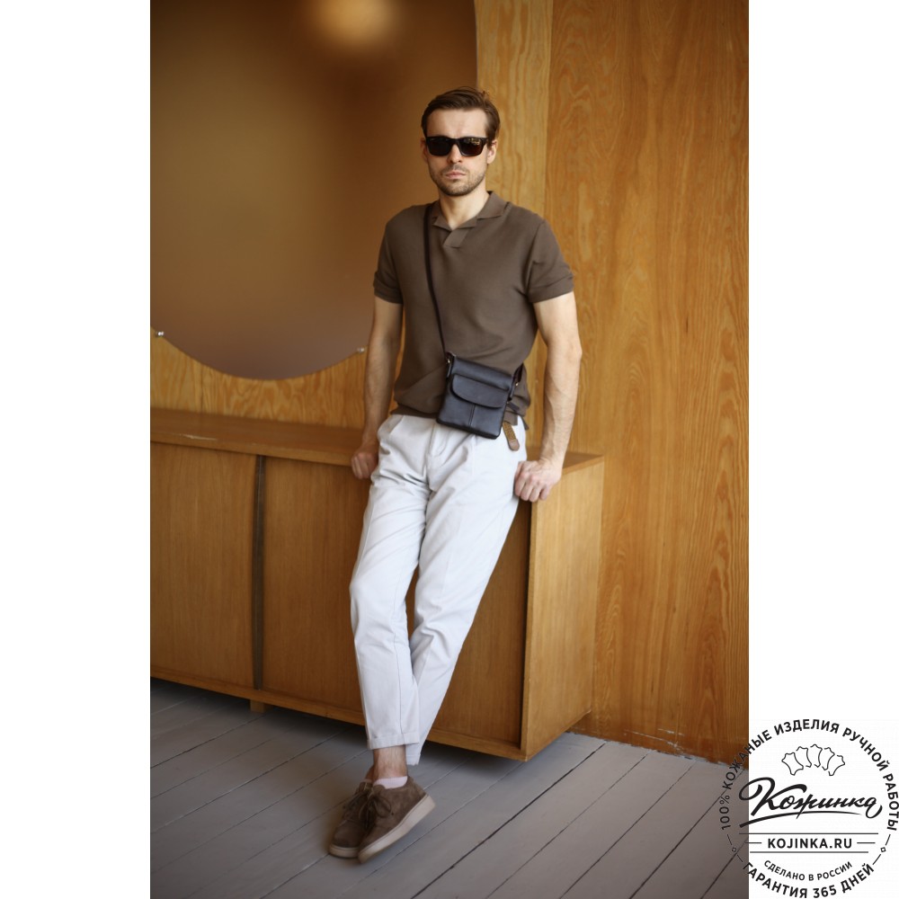 Кожаная сумка "Вуди" (чёрная)